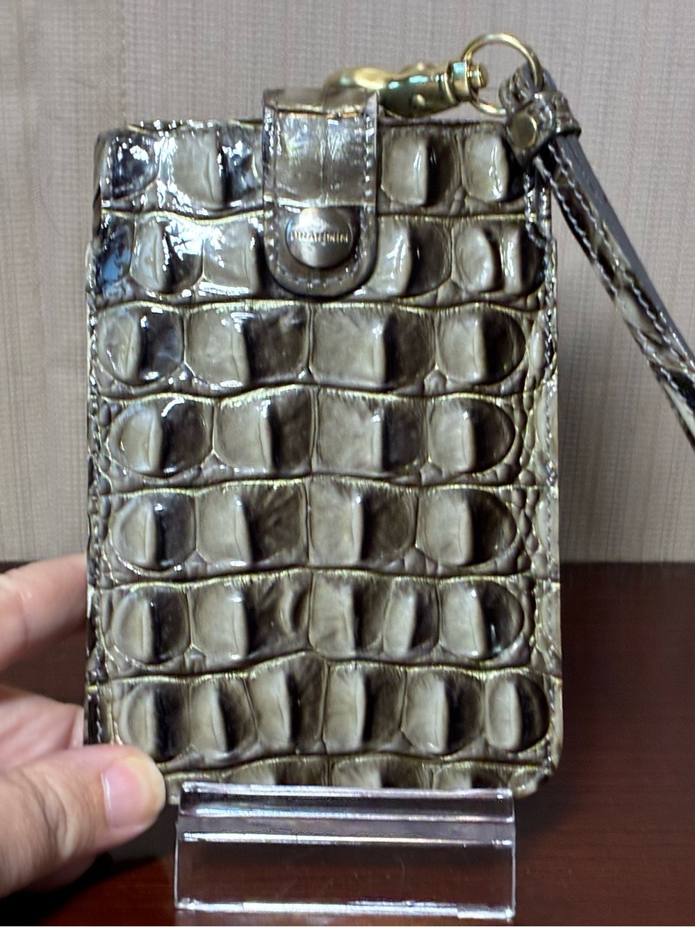 Brahmin Croc-Embossed Wristlet